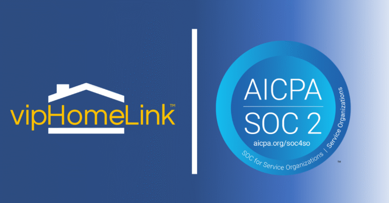 The vipHomeLink logo next to the SOC2 compliance logo